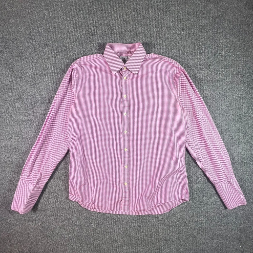 Charles Tyrwhitt Dress Shirt Men 17 37 Pink Gingham Slim Fit Business Preppy